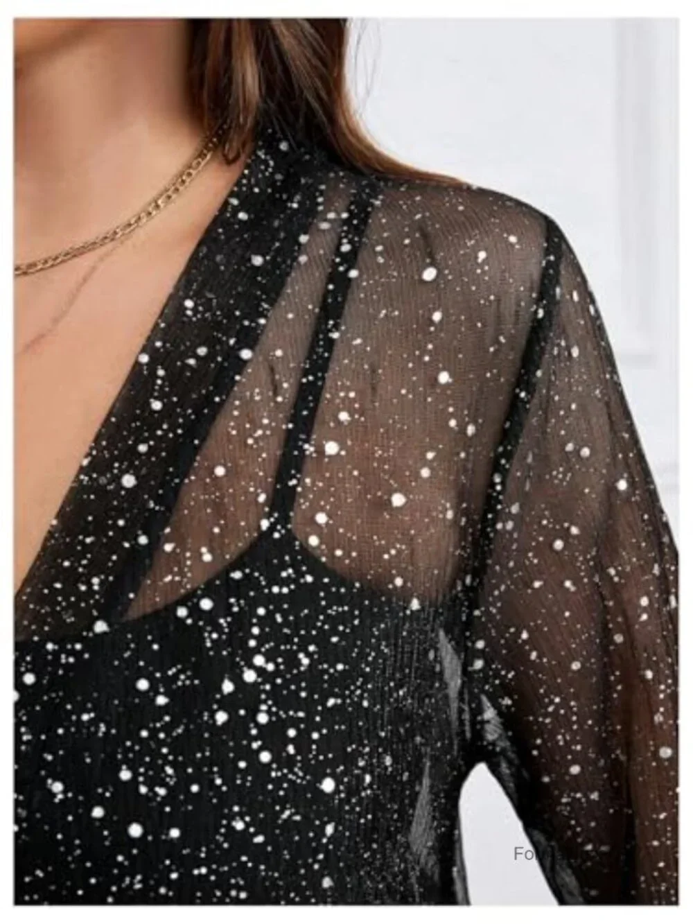 Plus Size Sequin Sheer Bolero Shrug Open Front Long Sleeve Party Cropped